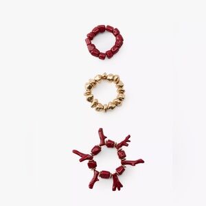 Zara Red and Gold Beaded Stretch Bracelet Set